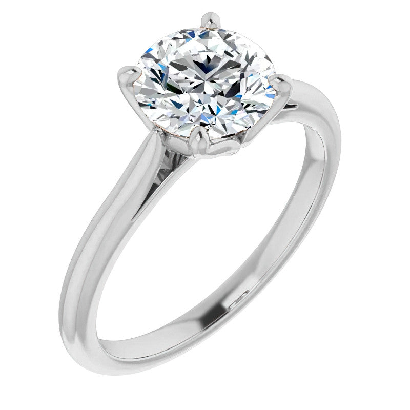 Round Brilliant Cut Moissanite Cathedral Solitaire Ring