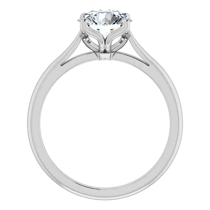 Round Brilliant Cut Moissanite Cathedral Solitaire Ring