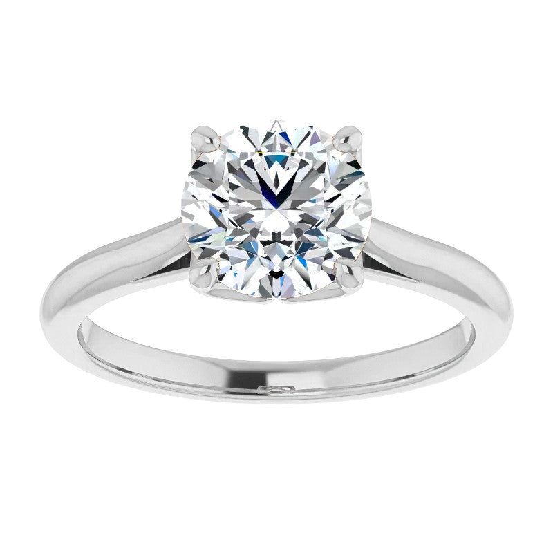 Round Brilliant Cut Moissanite Cathedral Solitaire Ring
