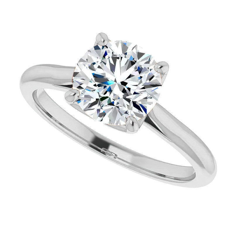 Round Brilliant Cut Moissanite Cathedral Solitaire Ring