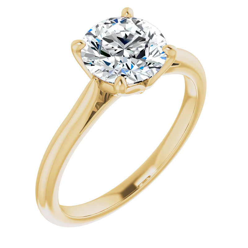 Round Brilliant Cut Moissanite Cathedral Solitaire Ring