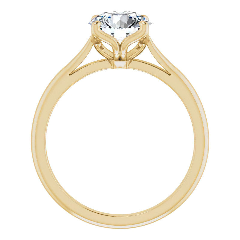 Round Brilliant Cut Moissanite Cathedral Solitaire Ring