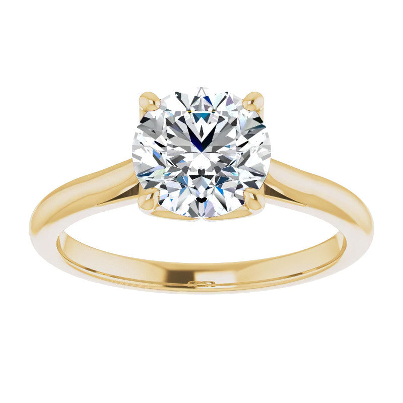 Round Brilliant Cut Moissanite Cathedral Solitaire Ring