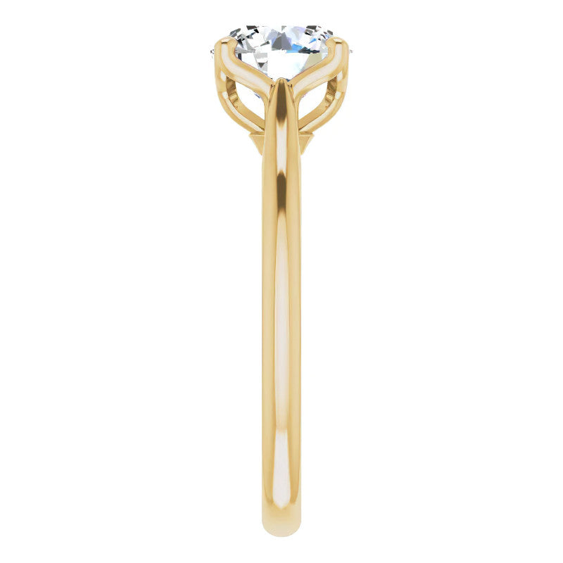Round Brilliant Cut Moissanite Cathedral Solitaire Ring