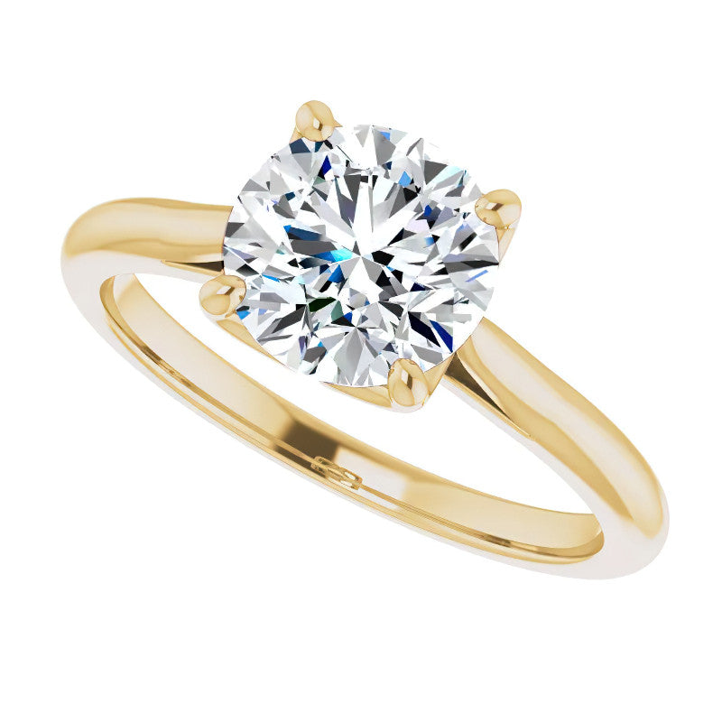 Round Brilliant Cut Moissanite Cathedral Solitaire Ring
