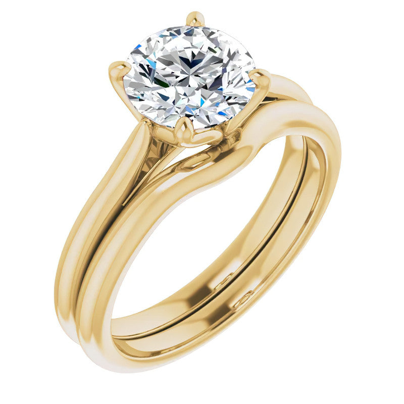 Round Brilliant Cut Moissanite Cathedral Solitaire Ring