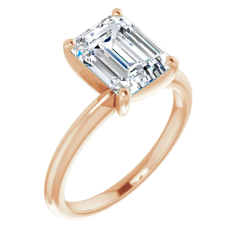 Emerald / Radiant cut Moissanite Solitaire Ring