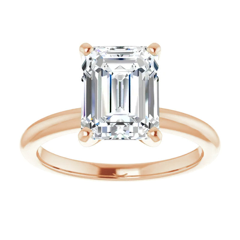 Emerald / Radiant cut Moissanite Solitaire Ring