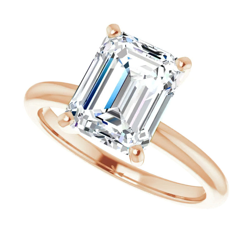 Emerald / Radiant cut Moissanite Solitaire Ring
