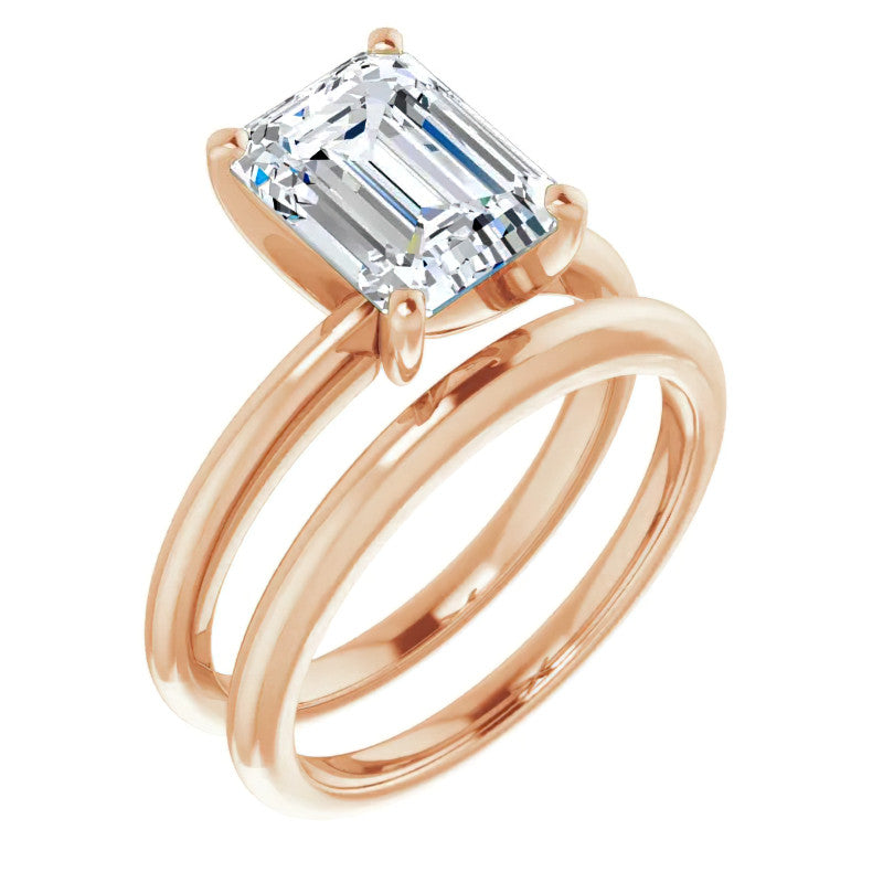Emerald / Radiant cut Moissanite Solitaire Ring