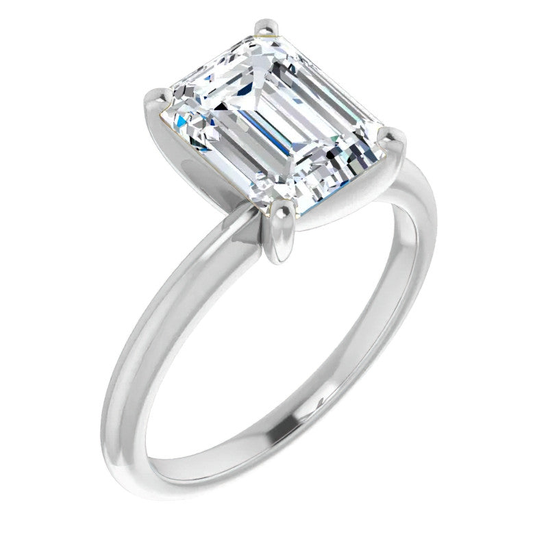 Emerald / Radiant cut Moissanite Solitaire Ring