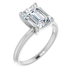 Emerald / Radiant cut Moissanite Solitaire Ring