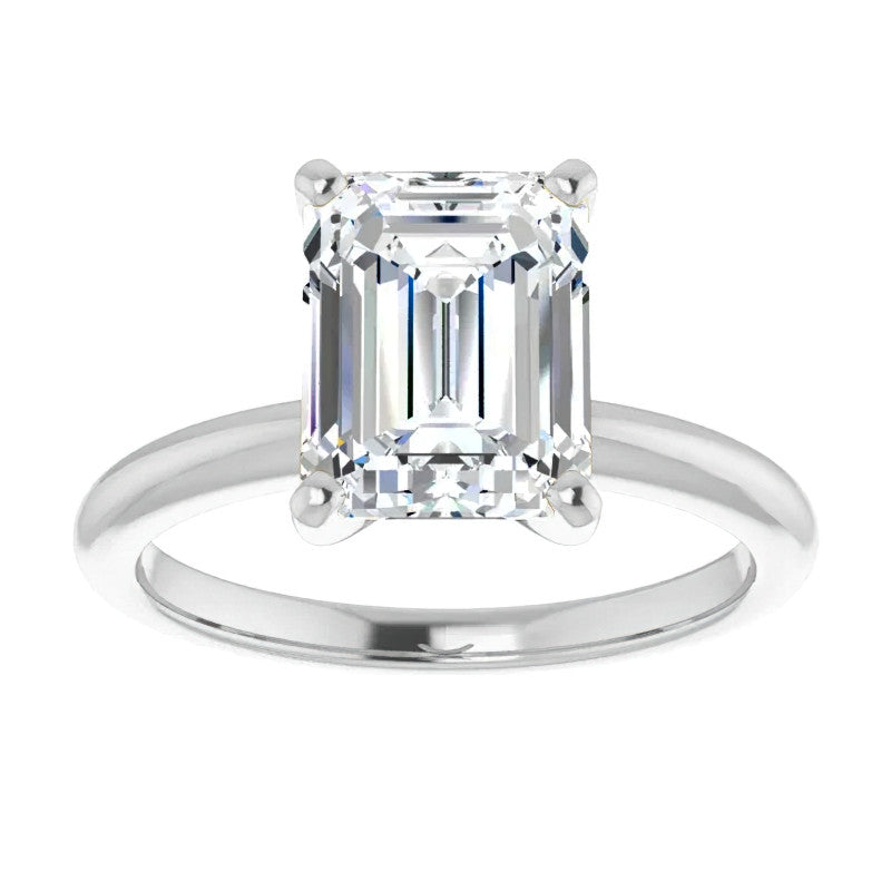 Emerald / Radiant cut Moissanite Solitaire Ring