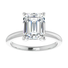 Emerald / Radiant cut Moissanite Solitaire Ring
