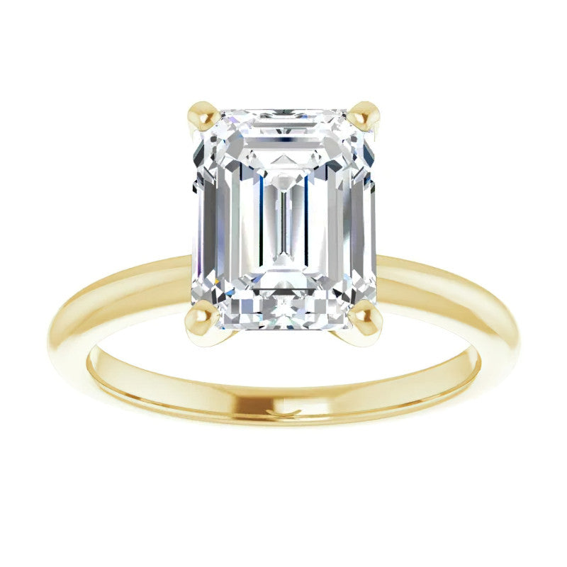Emerald / Radiant cut Moissanite Solitaire Ring