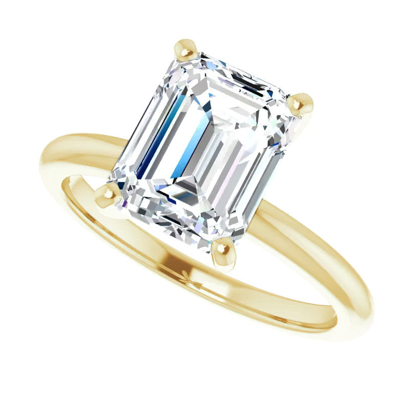 Emerald / Radiant cut Moissanite Solitaire Ring