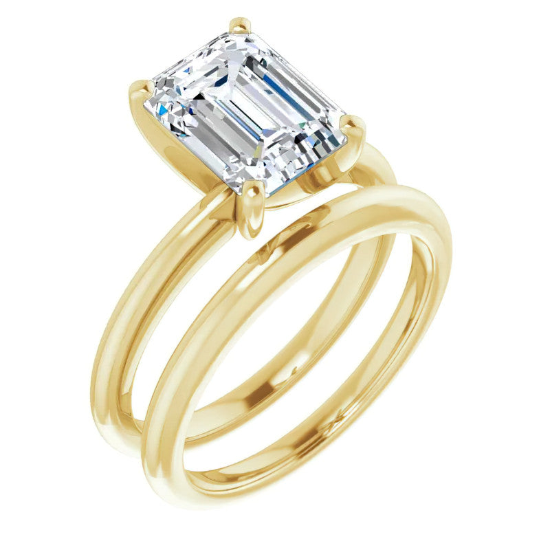 Emerald / Radiant cut Moissanite Solitaire Ring