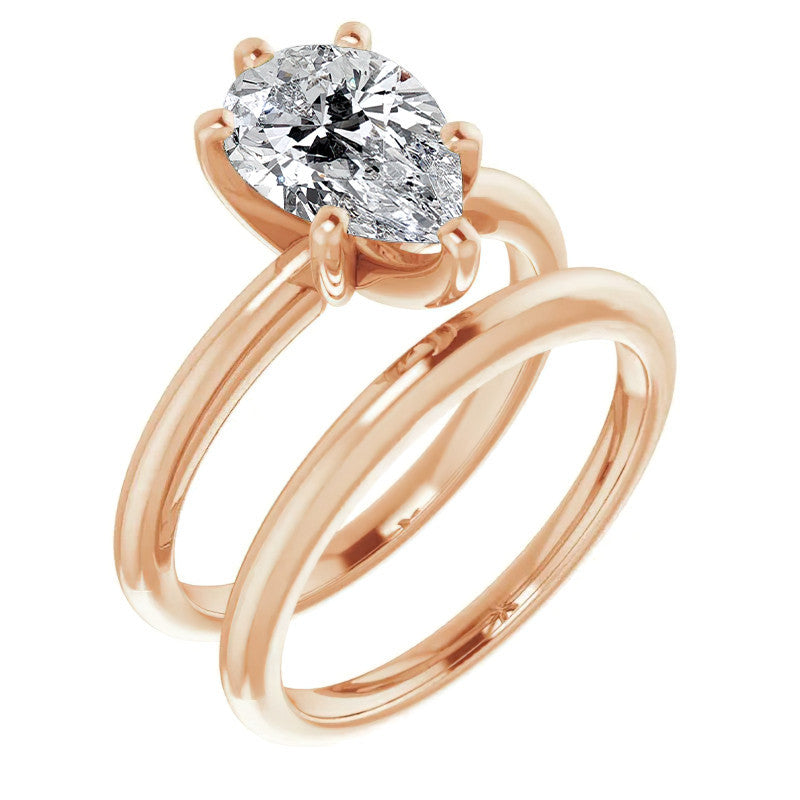 Pear Cut Moissanite Solitaire Ring