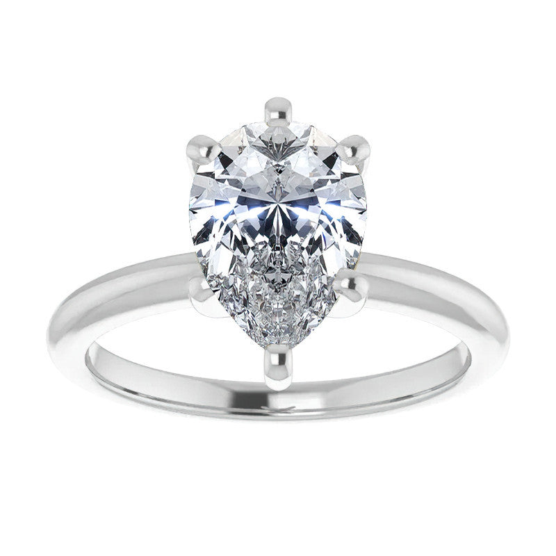 Pear Cut Moissanite Solitaire Ring