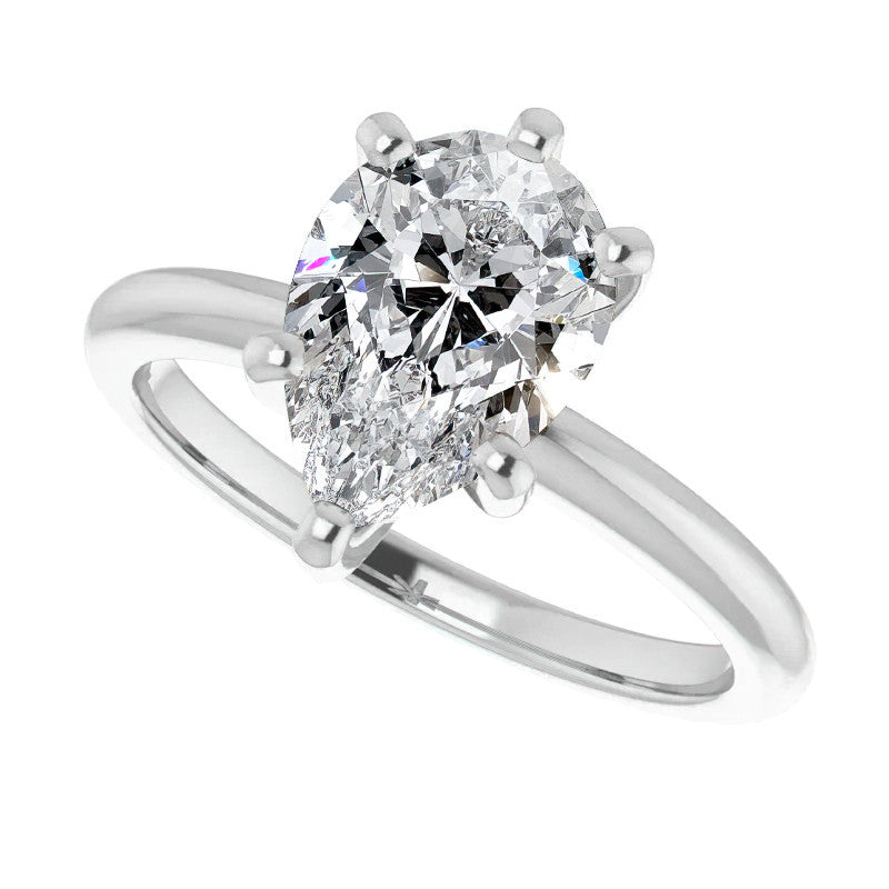Pear Cut Moissanite Solitaire Ring