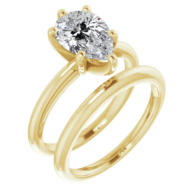 Pear Cut Moissanite Solitaire Ring