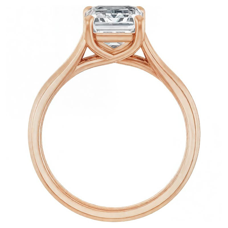 Emerald / Radiant cut Cathedral Solitaire Ring