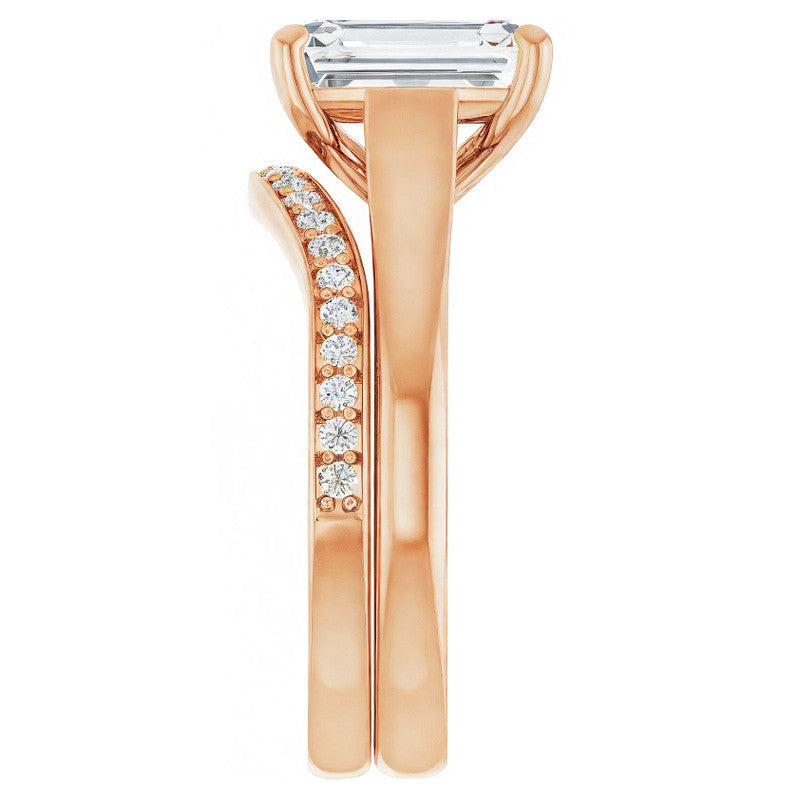 Emerald / Radiant cut Cathedral Solitaire Ring