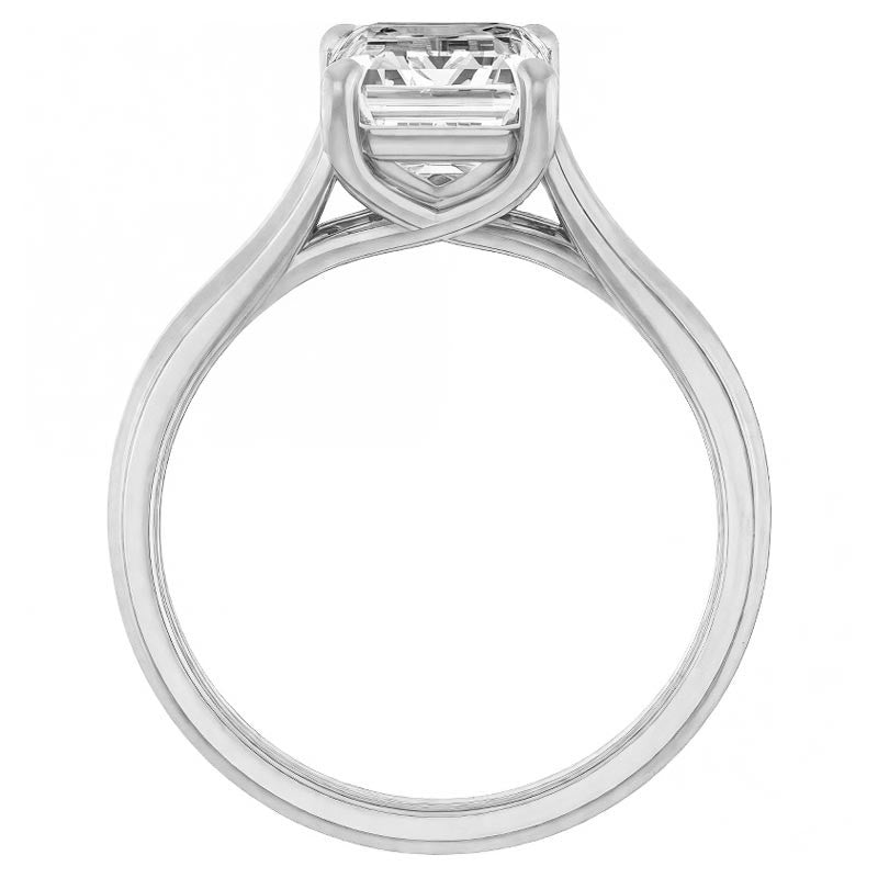 Emerald / Radiant cut Cathedral Solitaire Ring