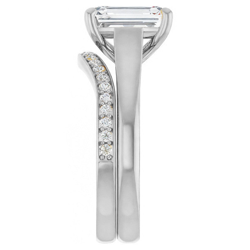 Emerald / Radiant cut Cathedral Solitaire Ring