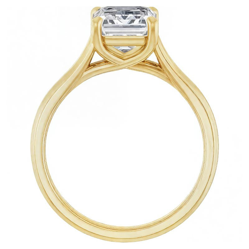 Emerald / Radiant cut Cathedral Solitaire Ring