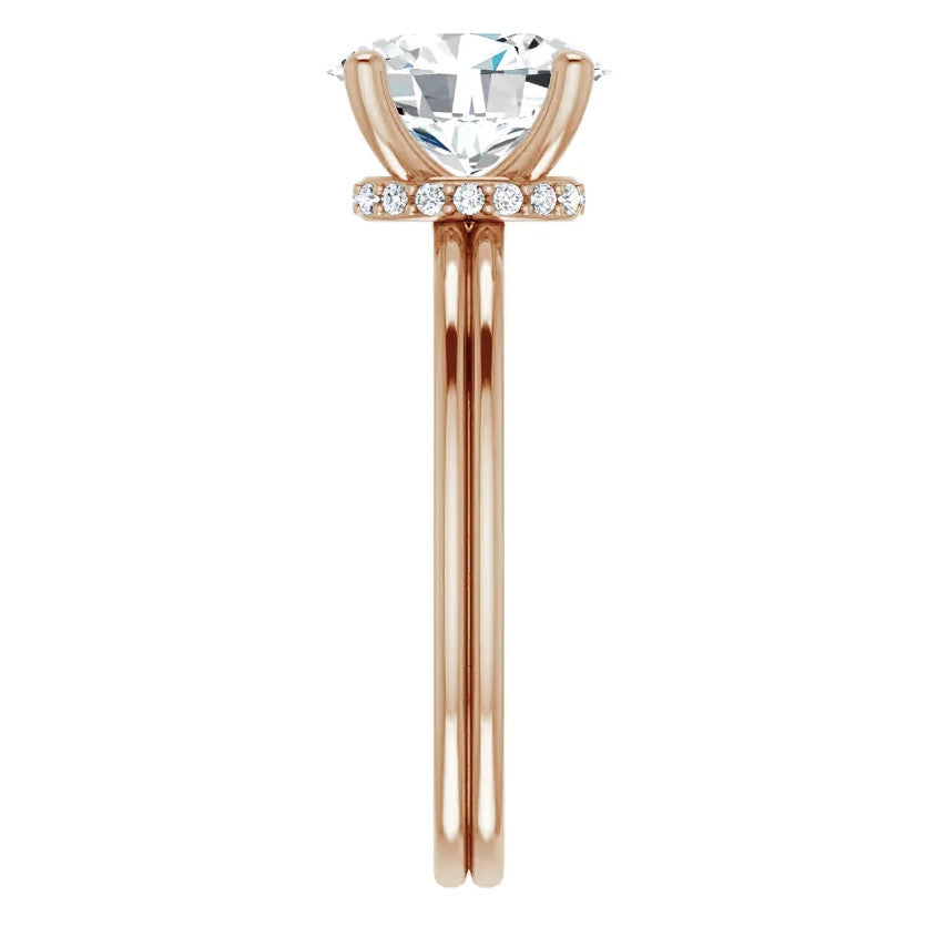Oval Cut Moissanite & Diamond Encircled Solitaire Ring