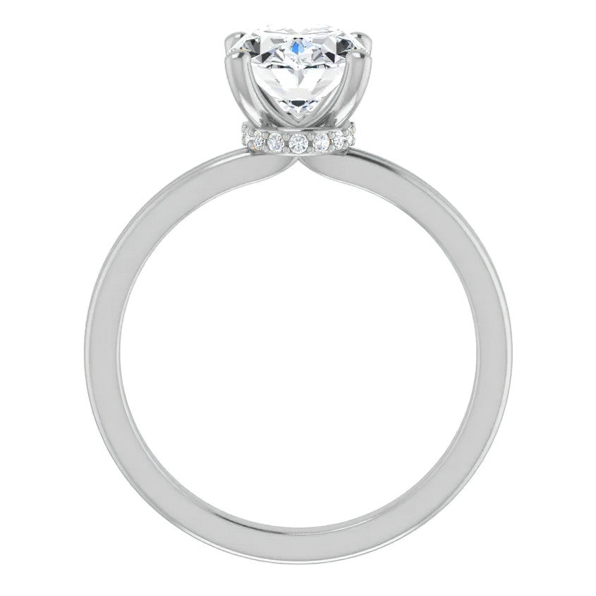 Oval Cut Moissanite & Diamond Encircled Solitaire Ring