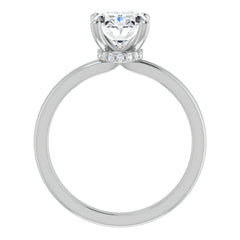 Oval Cut Moissanite & Diamond Encircled Solitaire Ring