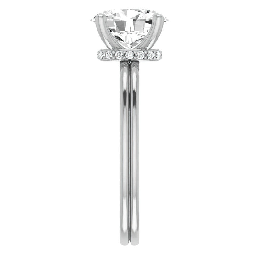 Oval Cut Moissanite & Diamond Encircled Solitaire Ring