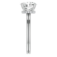 Oval Cut Moissanite & Diamond Encircled Solitaire Ring