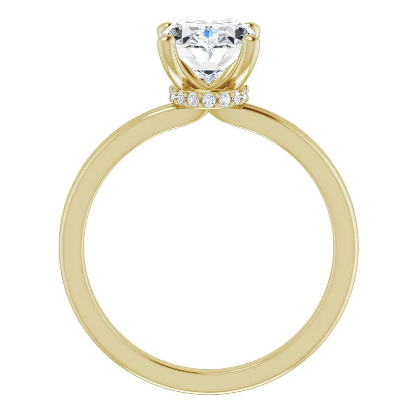 Oval Cut Moissanite & Diamond Encircled Solitaire Ring