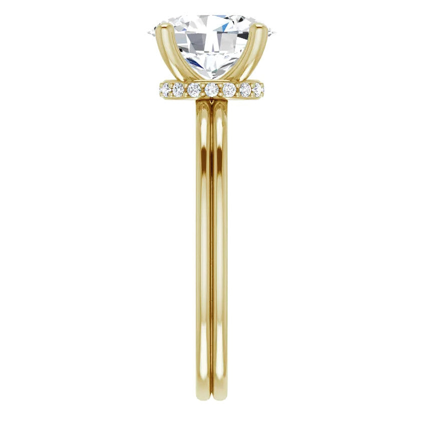Oval Cut Moissanite & Diamond Encircled Solitaire Ring