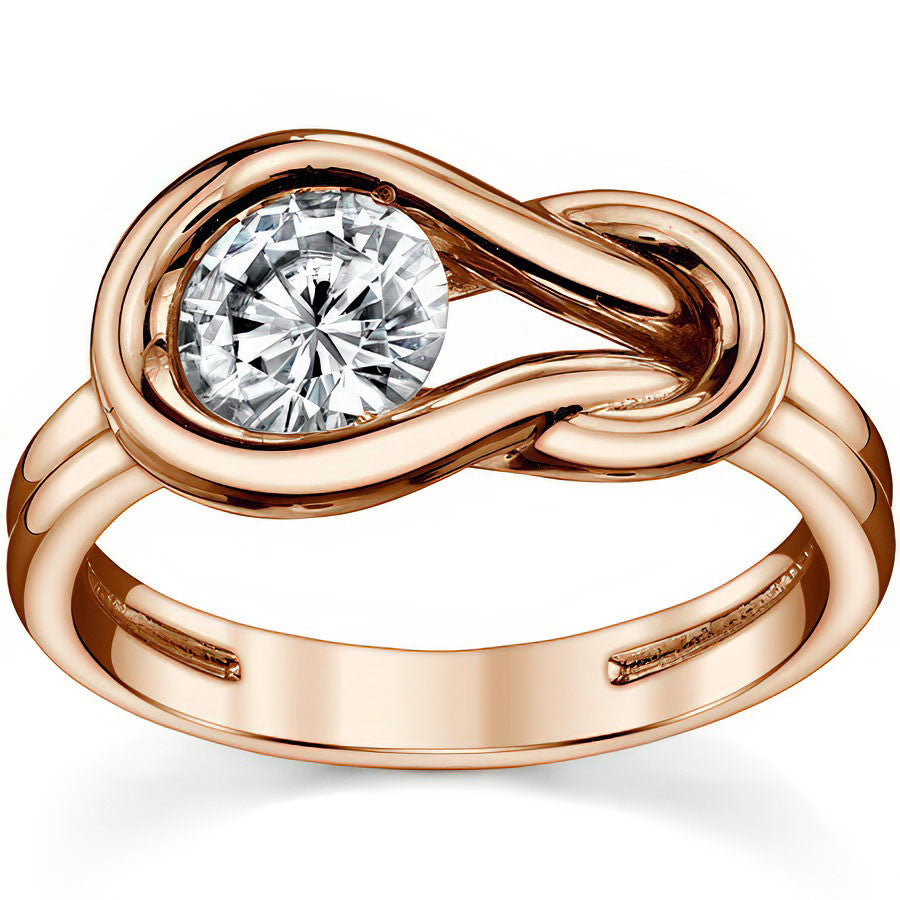 Round Brilliant Moissanite Everlon Style Solitaire Ring