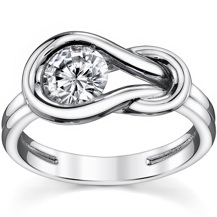 Round Brilliant Moissanite Everlon Style Solitaire Ring