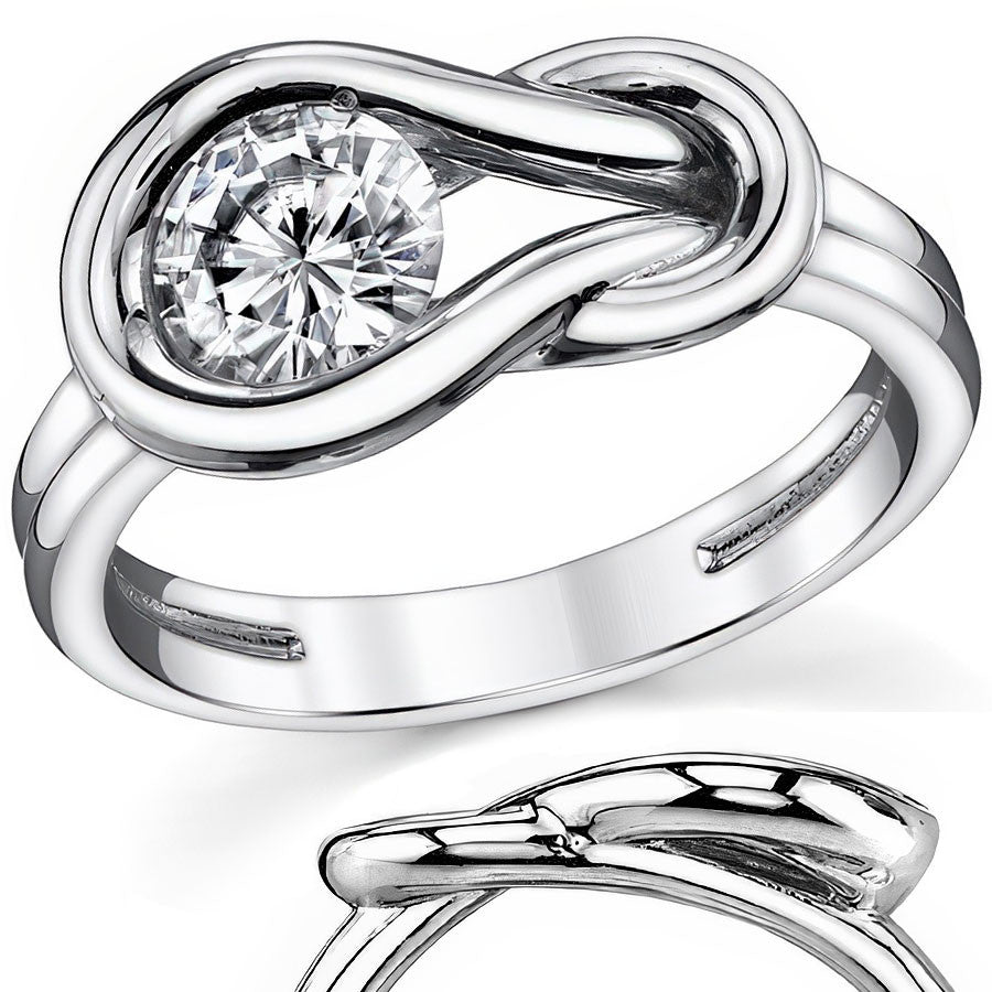 Round Brilliant Moissanite Everlon Style Solitaire Ring
