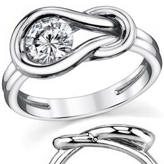 Round Brilliant Moissanite Everlon Style Solitaire Ring
