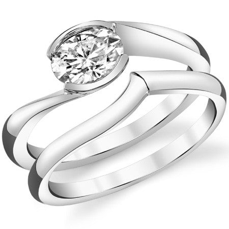Oval Moissanite Bypass Semi-Bezel Ring