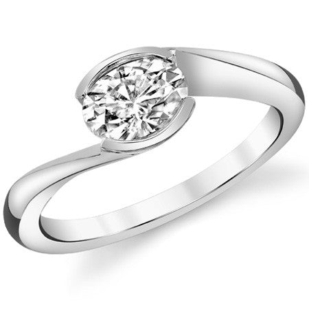 Oval Moissanite Bypass Semi-Bezel Ring