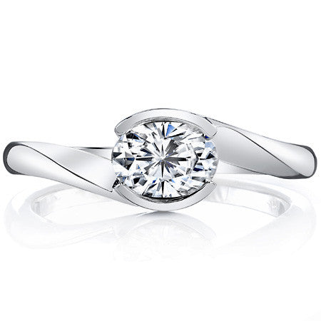 Oval Moissanite Bypass Semi-Bezel Ring