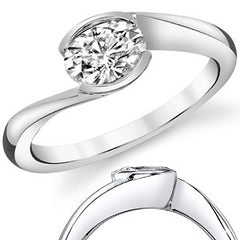 Oval Moissanite Bypass Semi-Bezel Ring