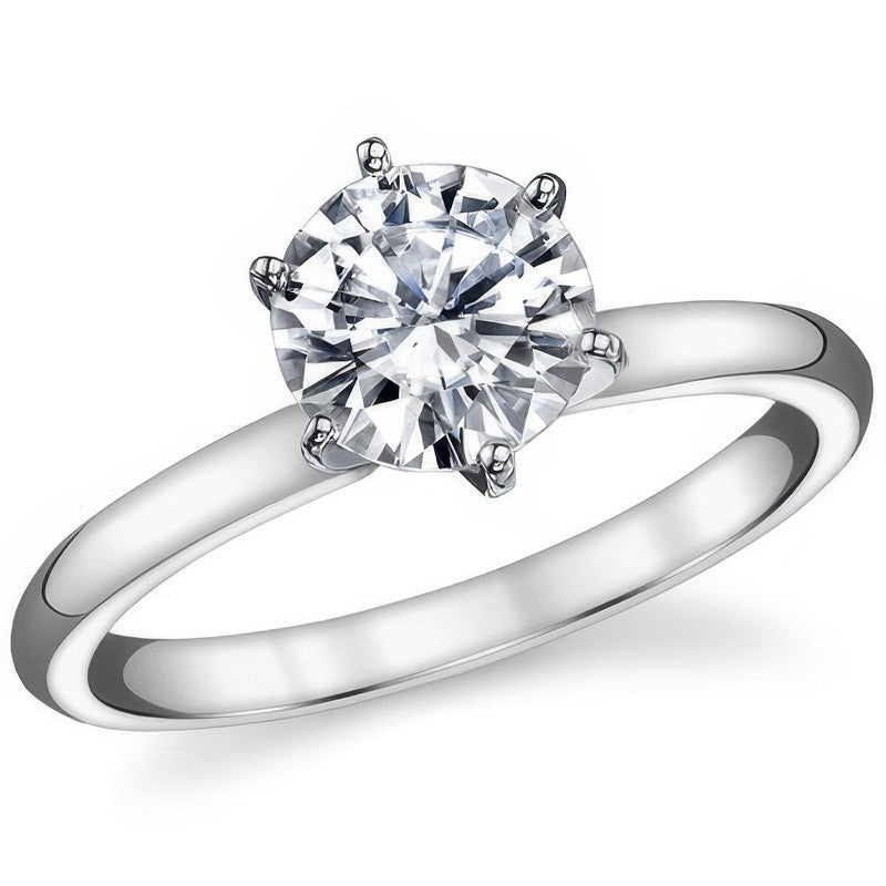 Moissanite 2mm Comfort Fit Style Solitaire Ring