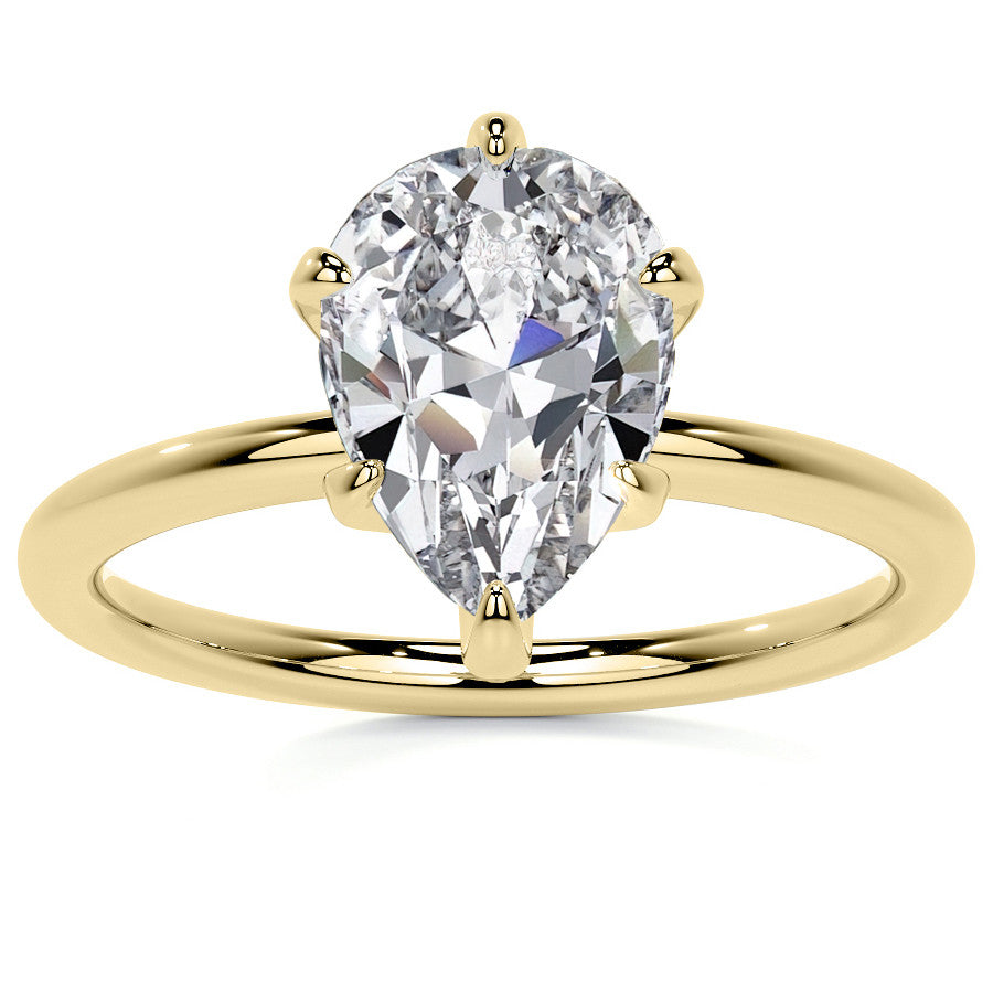 1.5mm Petite Pear Moissanite Solitaire Ring