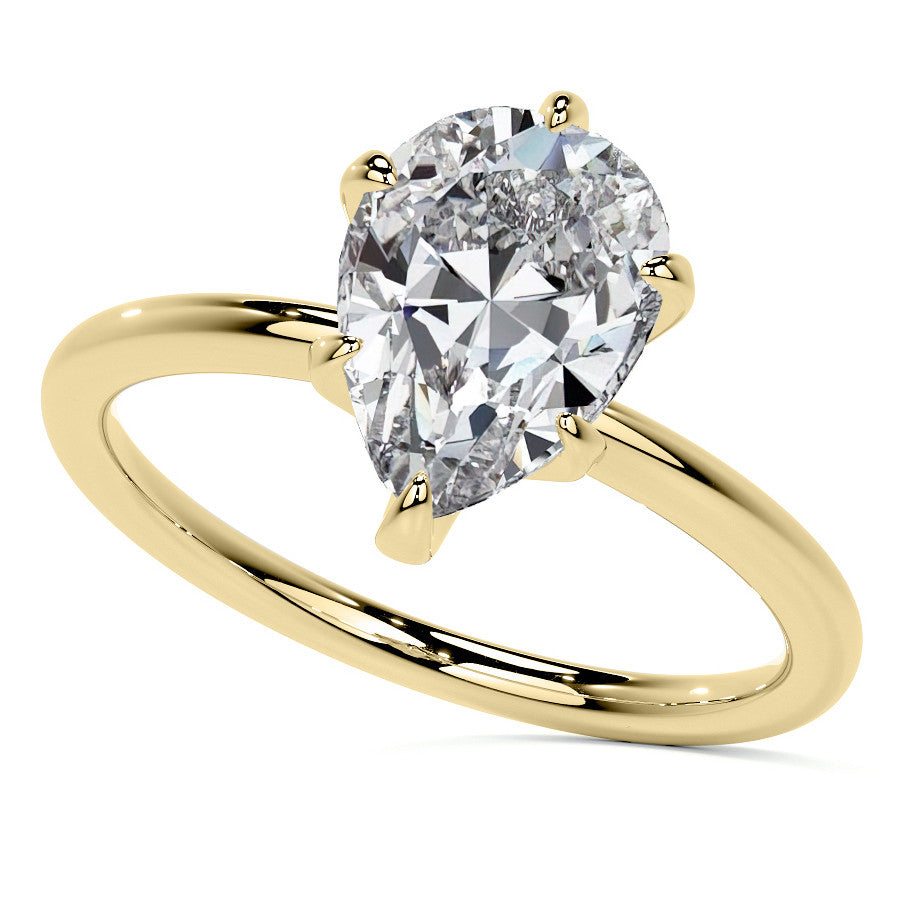 1.5mm Petite Pear Moissanite Solitaire Ring