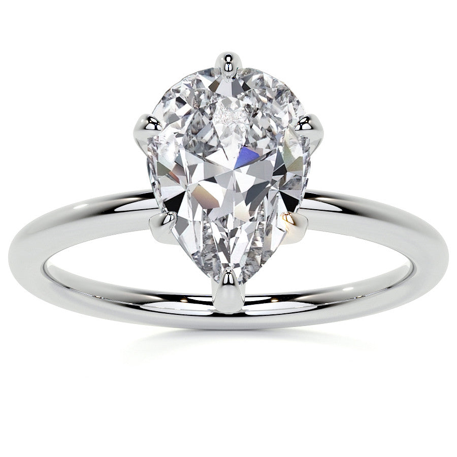 1.5mm Petite Pear Moissanite Solitaire Ring