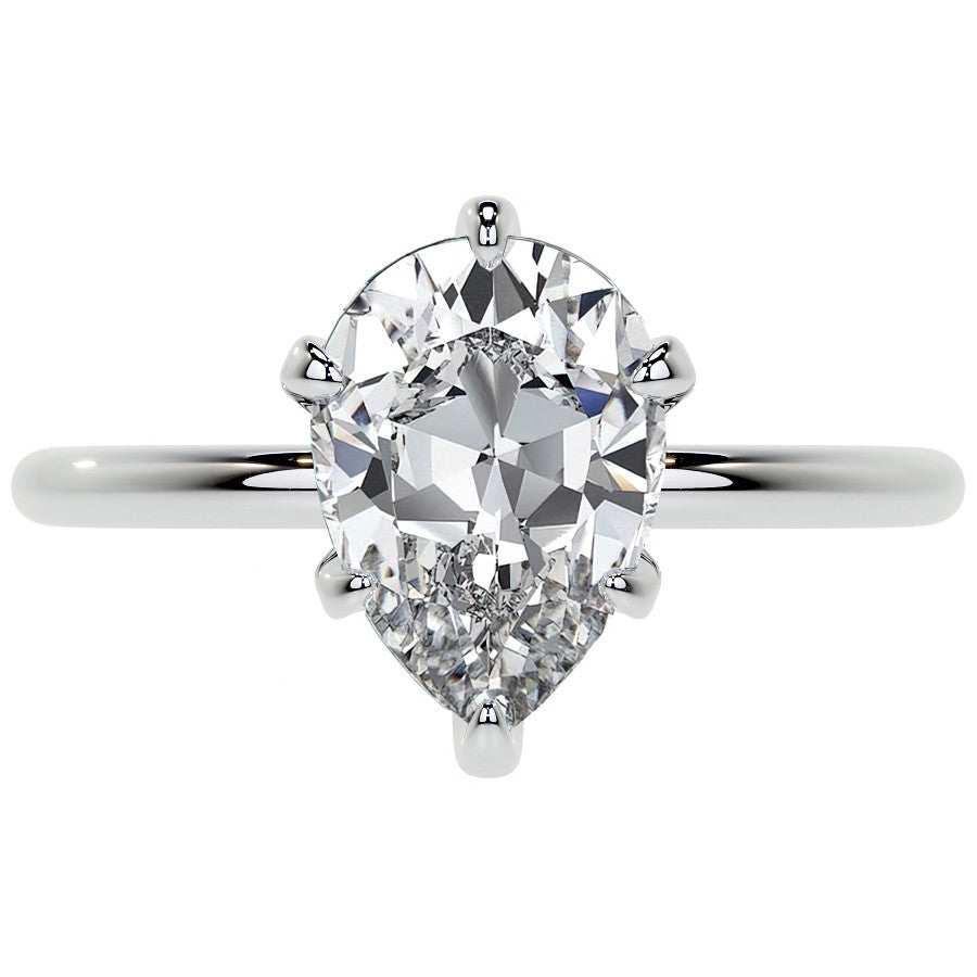 1.5mm Petite Pear Moissanite Solitaire Ring